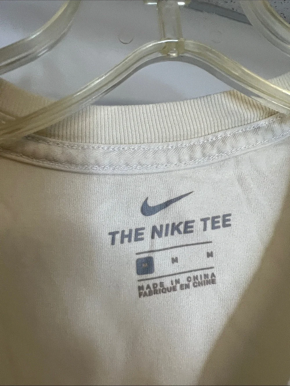 Nike‎ Men's Cream Tee with Blue Graphic Logo- M
